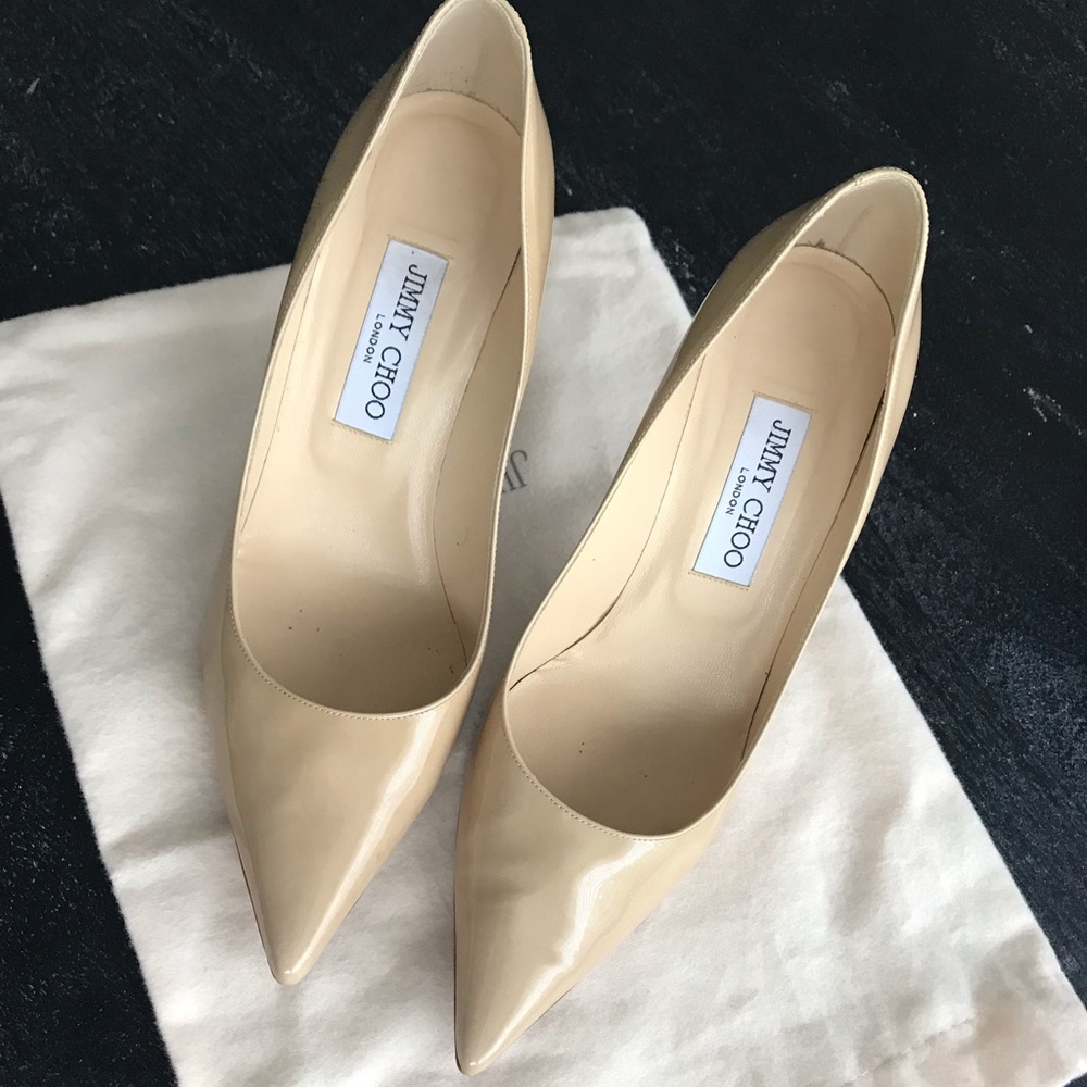 Jimmy CHOO Abel Nude Patent Leather Heels 38.5 - Picture 2 of 4